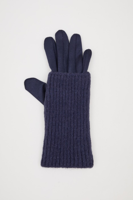 Guanti con inserto in maglia