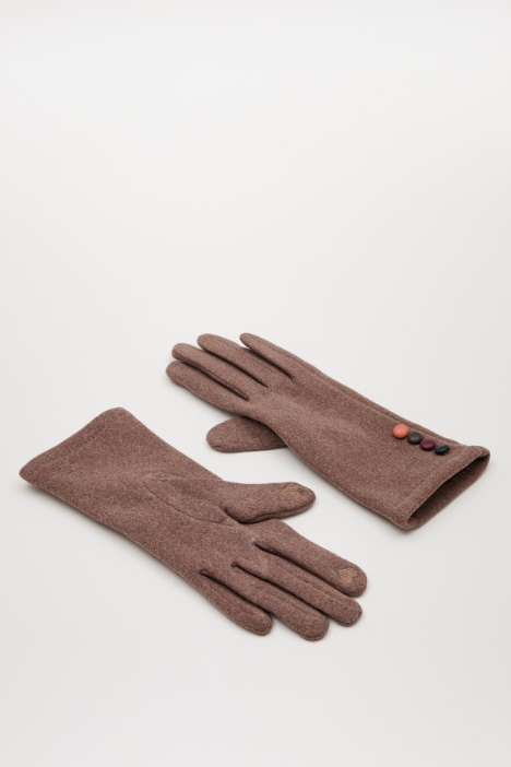 Jersey gloves with buttons Intrend