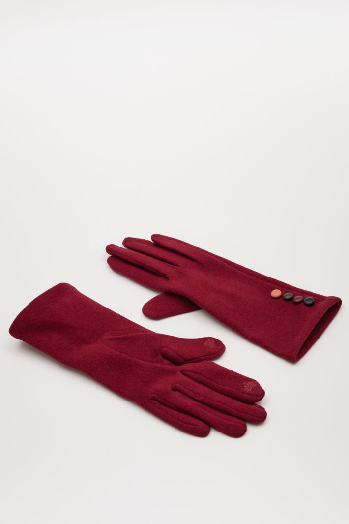 Jersey gloves with buttons Intrend