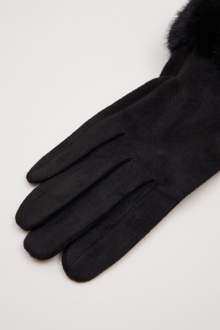 Guanti con bordo in pelo  - NERO - Intrend - 3