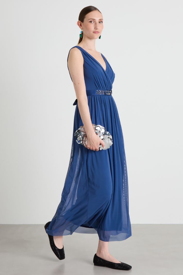 Long tulle dress with belt Intrend