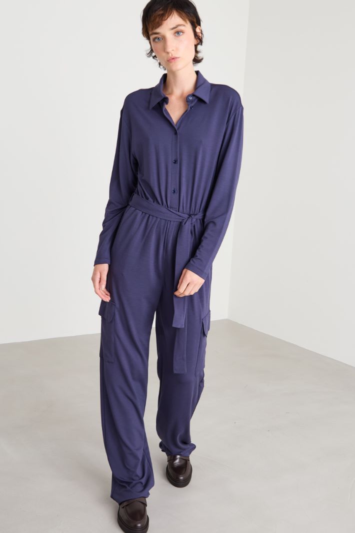 Jersey jumpsuit with sash Intrend - 2