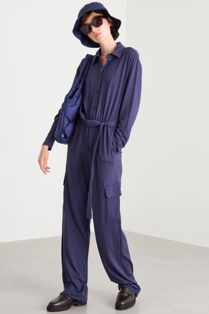Jersey jumpsuit with sash Intrend