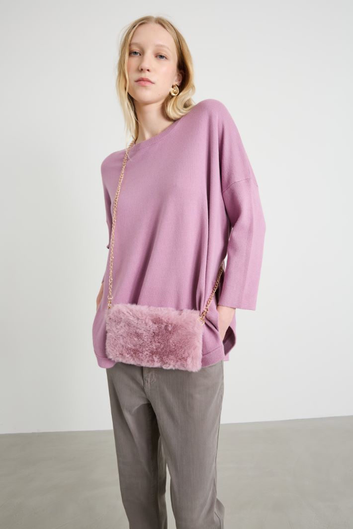 Borsa in tessuto peluche Intrend - 3