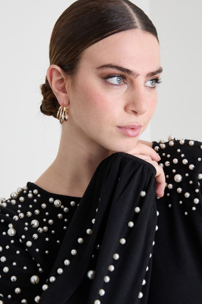 Round pearl earrings Intrend - 2