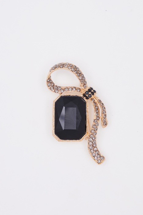 Rhinestone and stone brooch Intrend