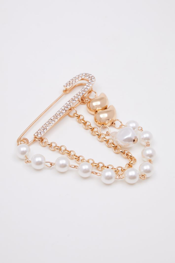 Rhinestone and pearl brooch Intrend - 3