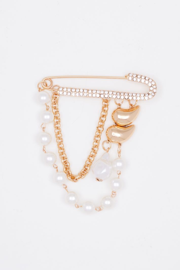 Rhinestone and pearl brooch Intrend