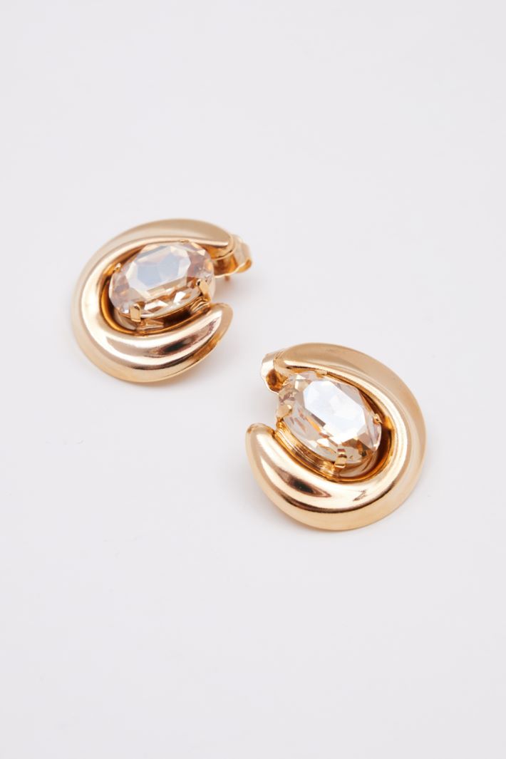 Metal earrings with rhinestones Intrend - 3