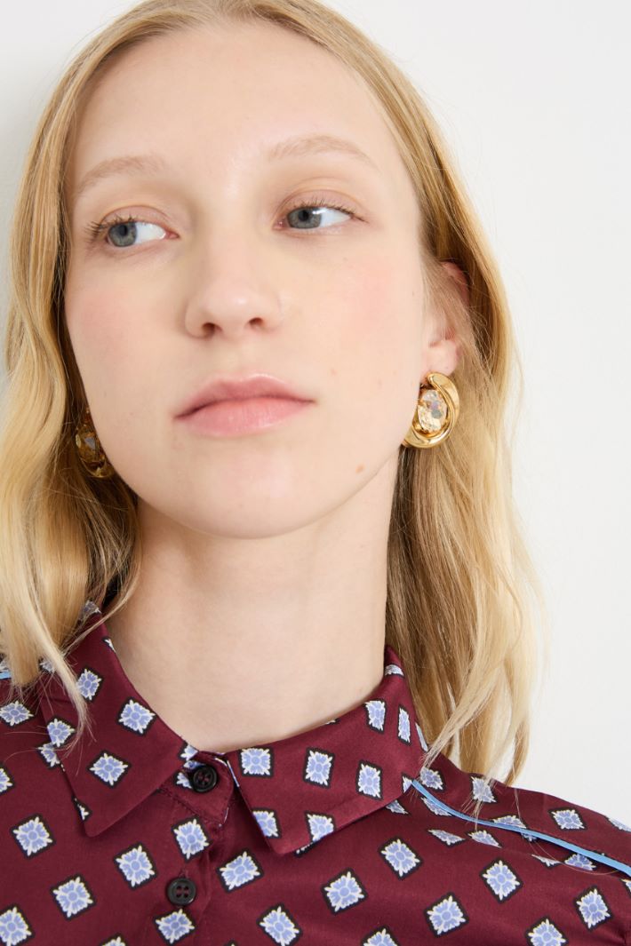 Metal earrings with rhinestones Intrend - 2