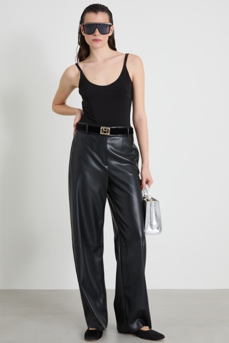 Loose fit faux leather trousers Intrend