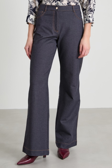 Pantaloni ampi in jersey denim