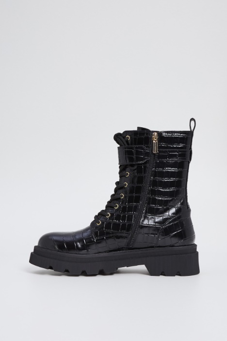 Anfibi in pelle stampa cocco