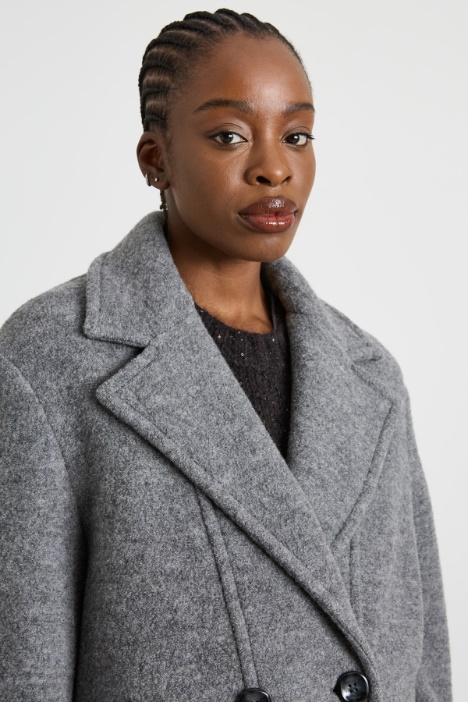 Caban in jersey di lana cotta