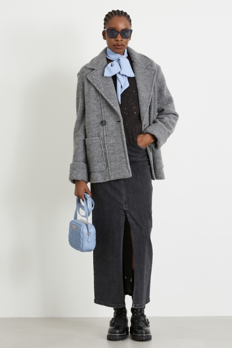 Boiled wool jersey pea coat Intrend
