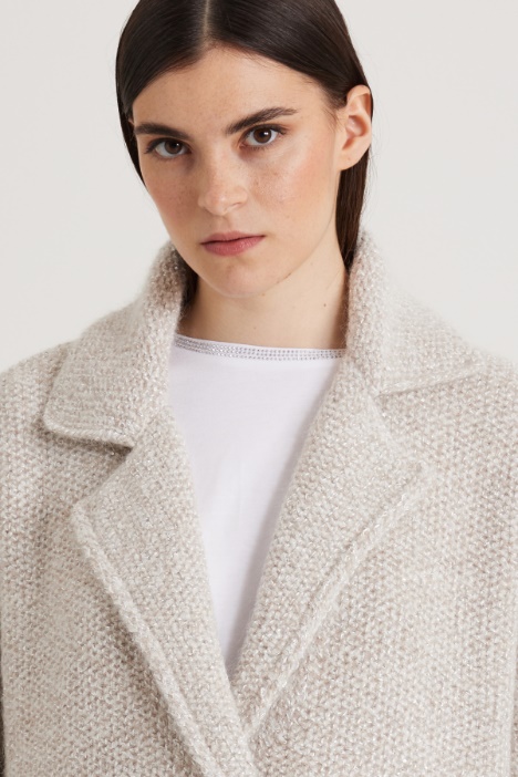 Caban in maglia con frange