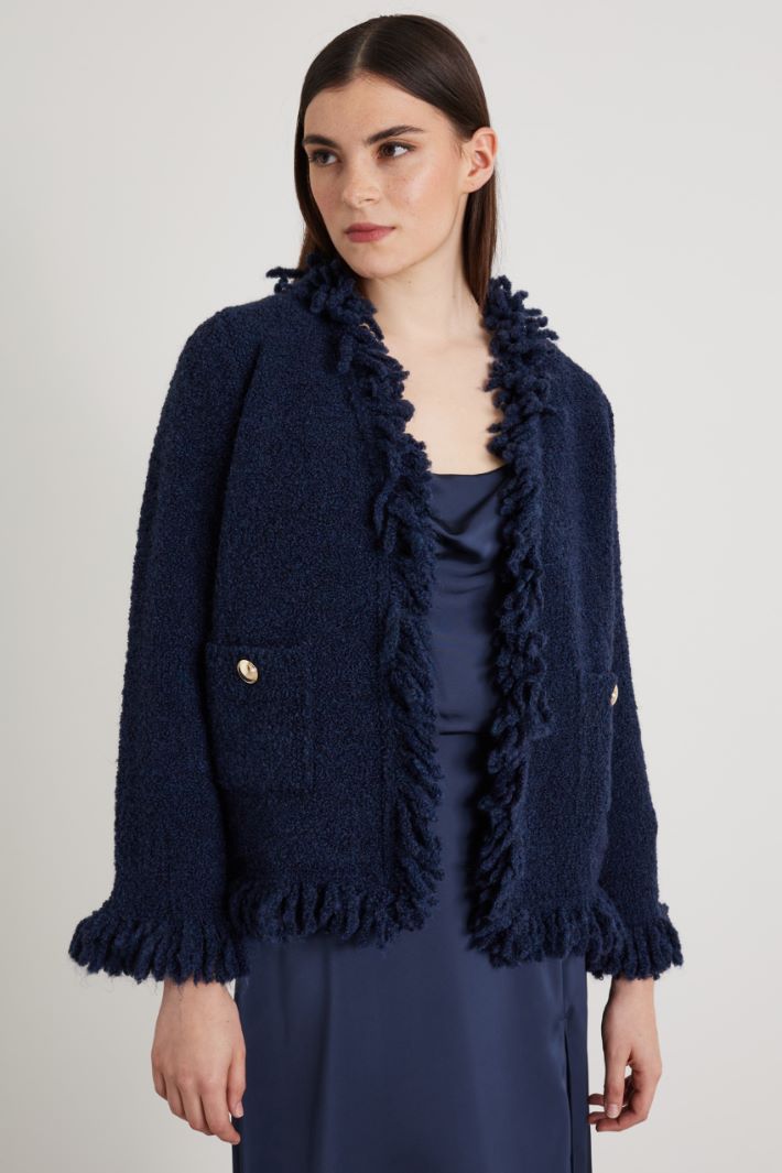 Knitted jacket with fringes Intrend - 3