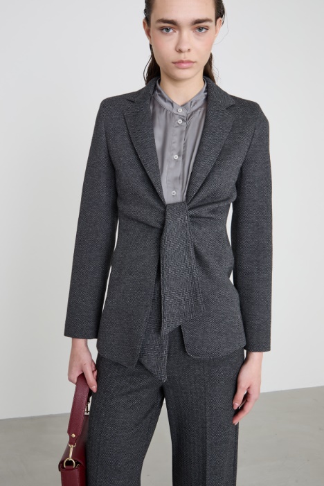 Jersey jacket with sash Intrend