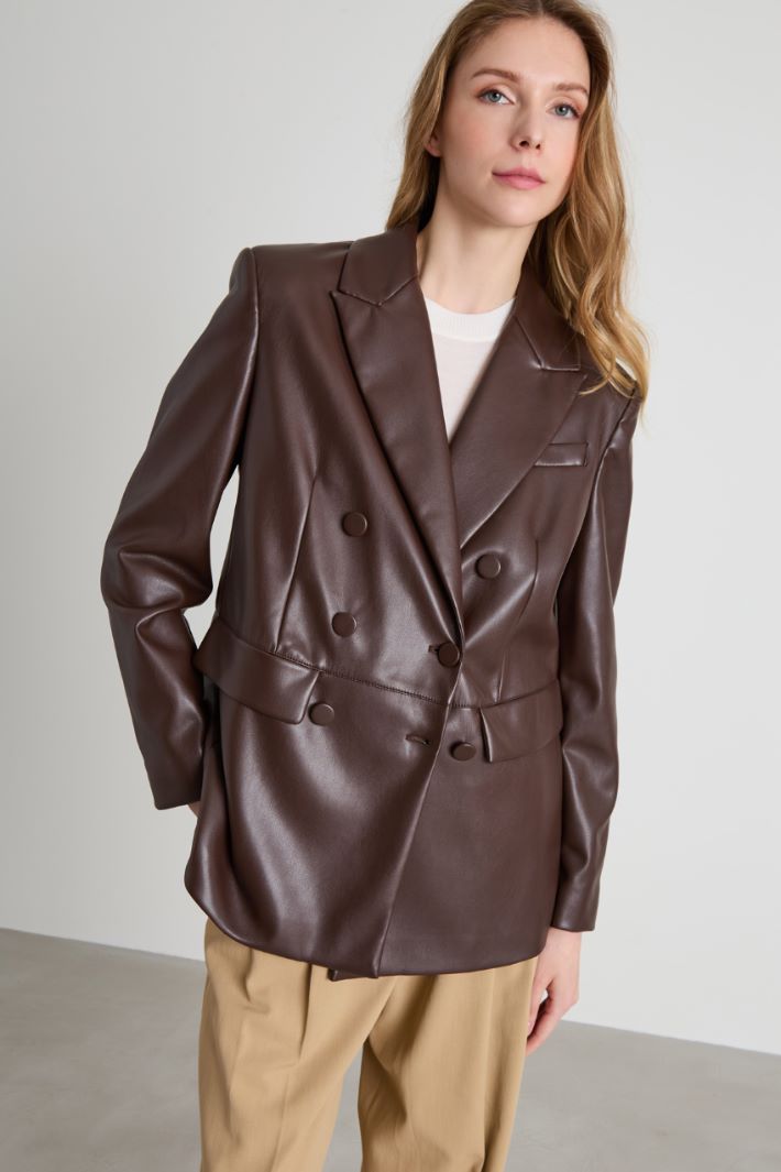 Blazer doppiopetto in similpelle