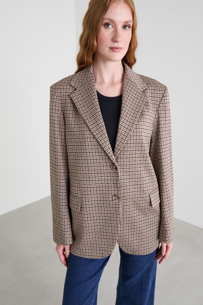 Blazer in jersey pied de poule Intrend