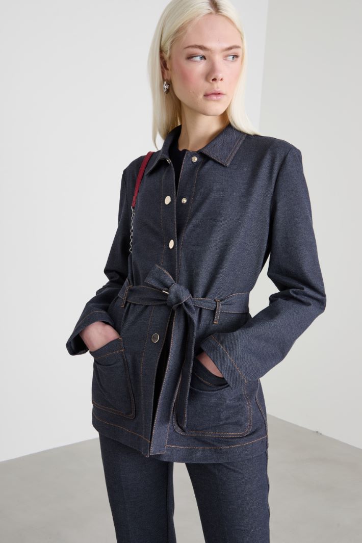 Chaqueta de punto con efecto denim