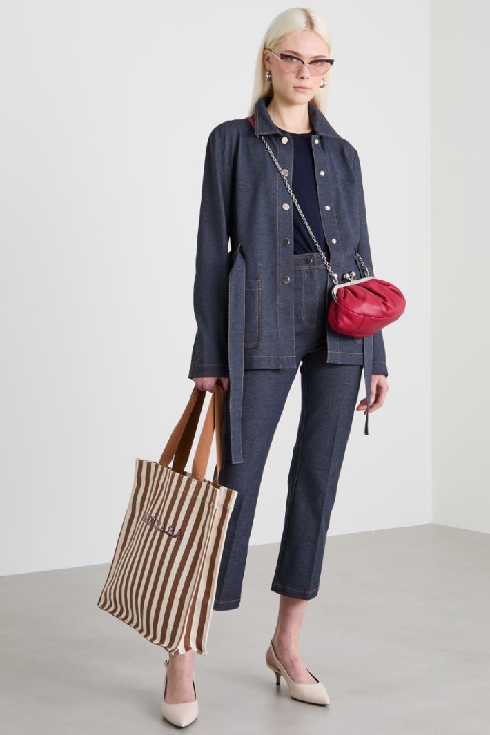 Chaqueta de punto con efecto denim