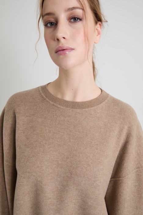 Felpa garzata in lana e cashmere