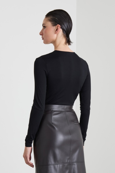 Body in jersey con drappeggio