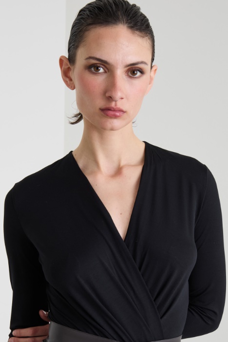 Body in jersey con drappeggio