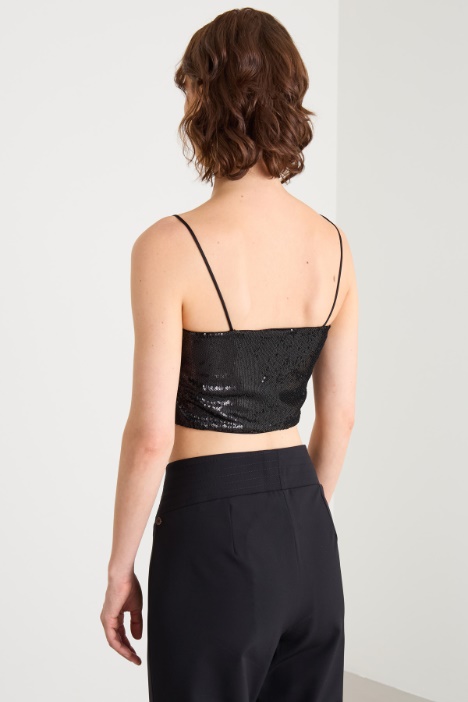 Top cropped in paillettes