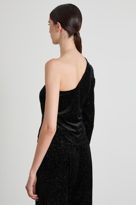 Top monospalla con glitter