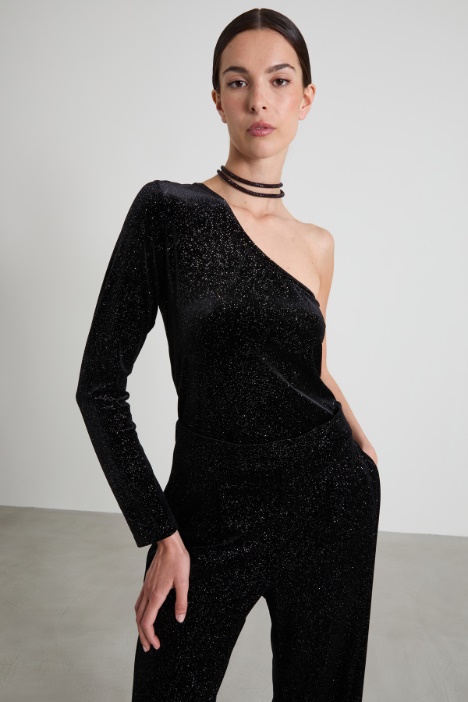Top monospalla con glitter Intrend