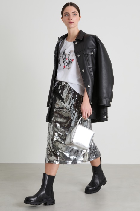 T-shirt con stampa laminata Intrend