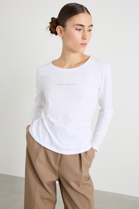 T-shirt slim con strass Intrend