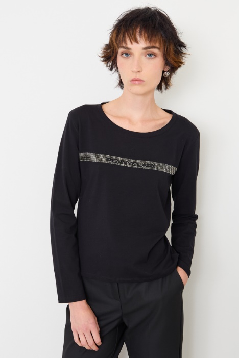 T-shirt slim con strass Intrend