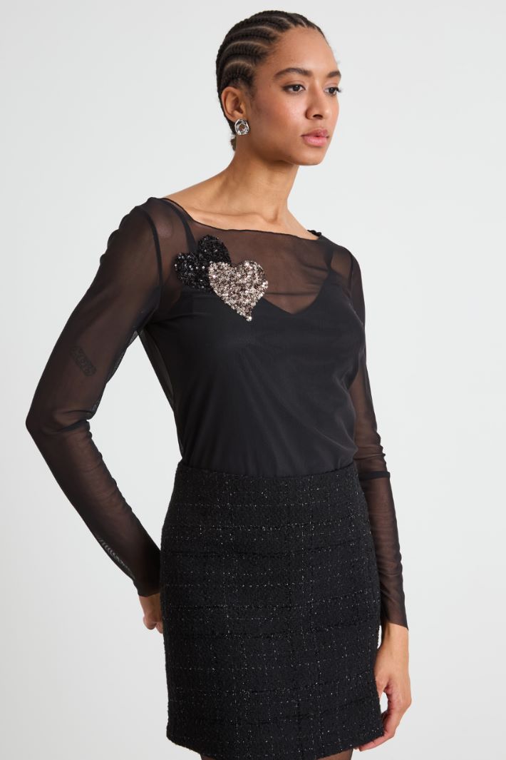Top in tulle con ricamo Intrend