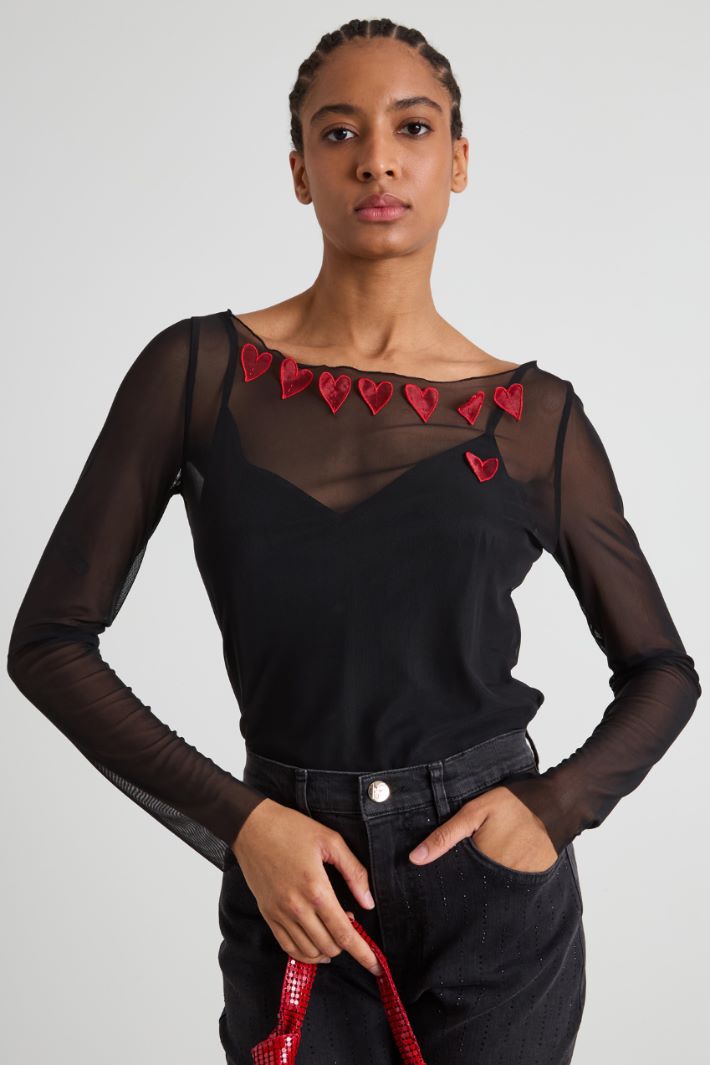 Top in tulle con ricamo Intrend
