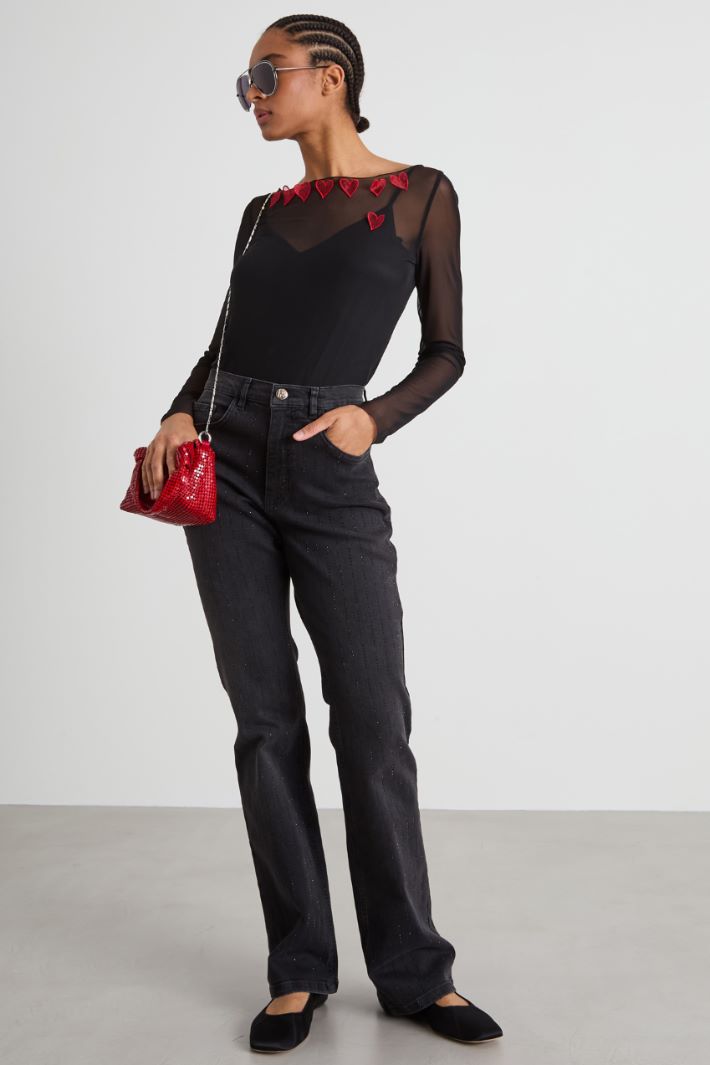 Top in tulle con ricamo Intrend - 3