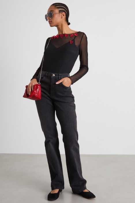 Embroidered tulle T-shirt Intrend