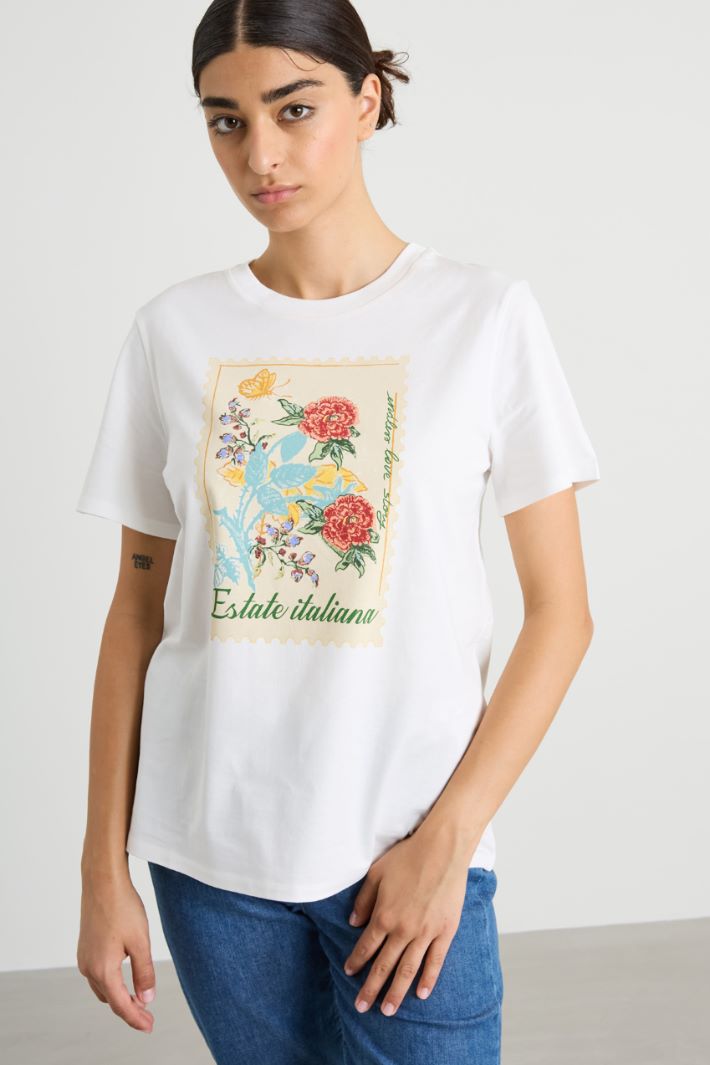 T-shirt in cotone con stampa Intrend