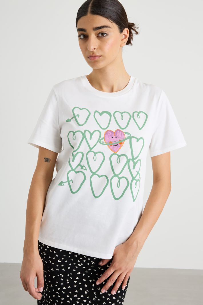 T-shirt in cotone con stampa Intrend