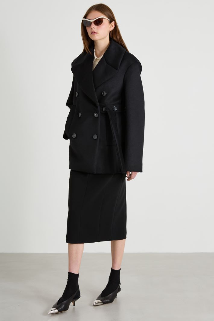 Oversized belted pea coat Intrend