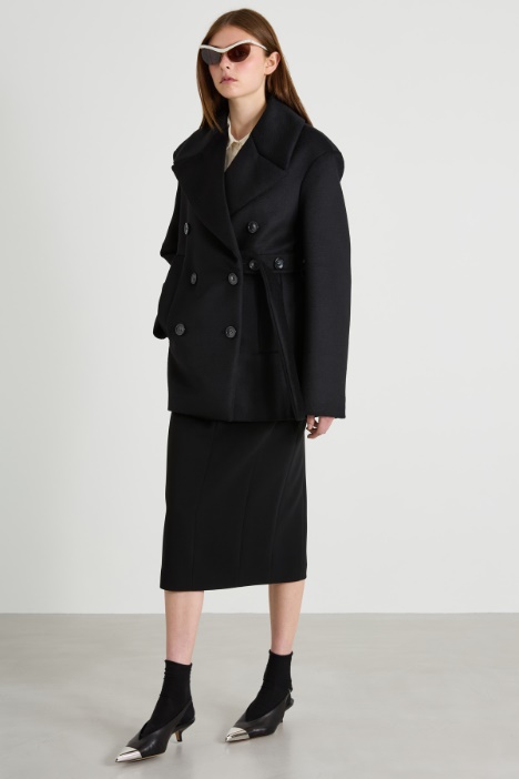 Oversized belted pea coat Intrend