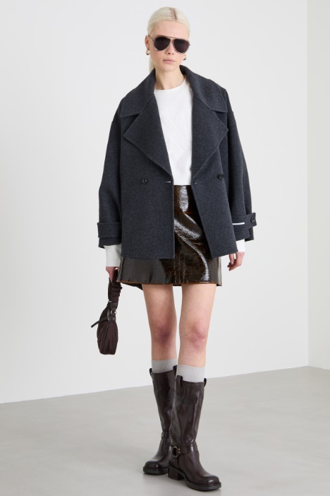 Patent-effect wool skirt Intrend