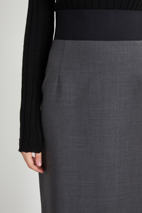 Gonna longuette in tela di lana