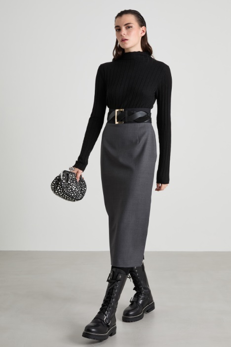 Stretch wool canvas skirt Intrend