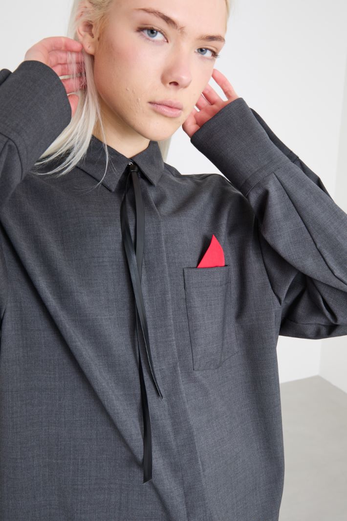 Oversized stretch wool shirt Intrend - 4