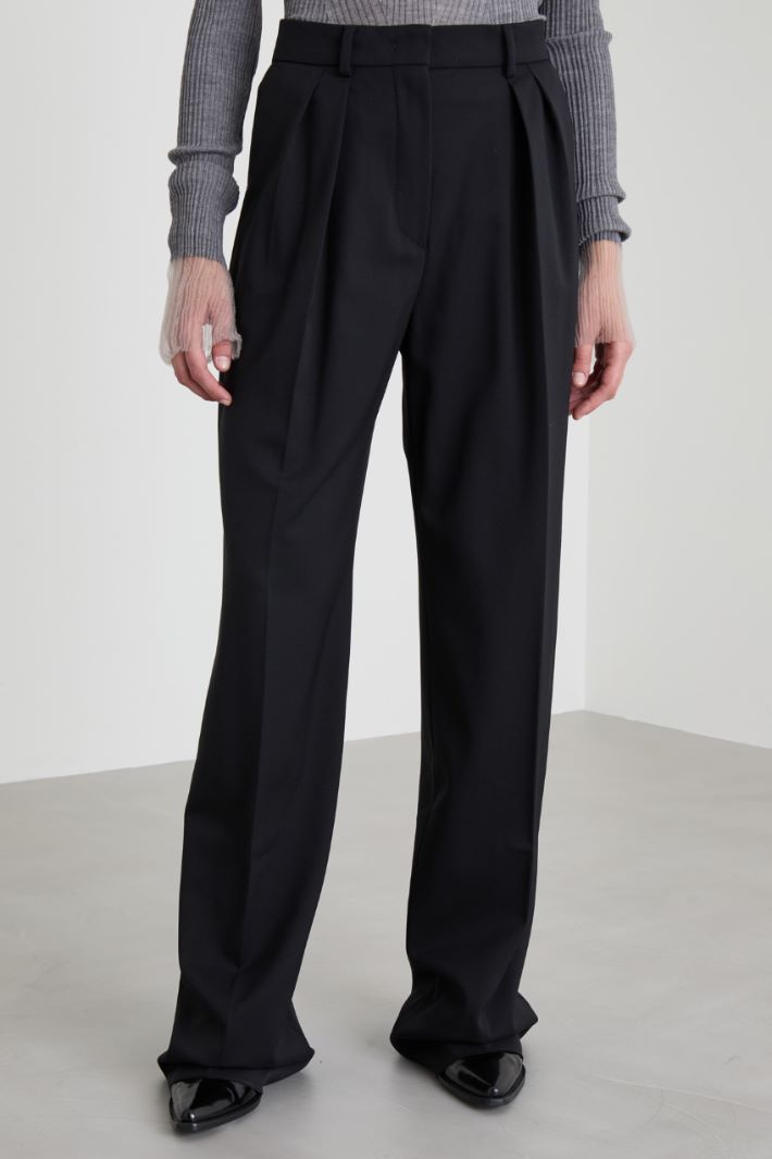 Pantaloni palazzo con doppia piega Intrend - 4