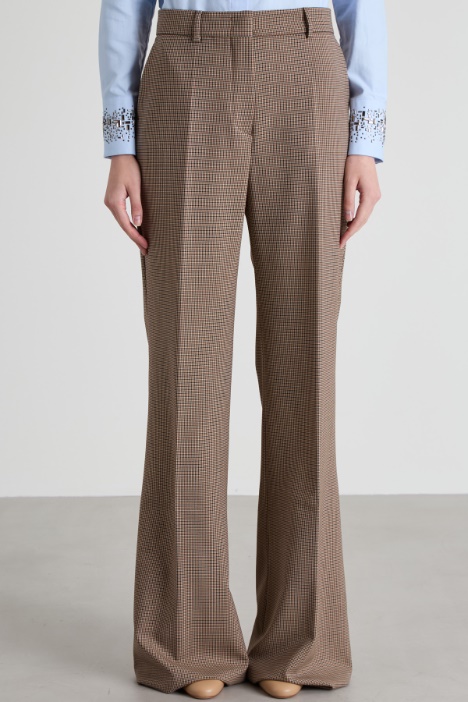 Pantalones de lana con estampado de pata de gallo