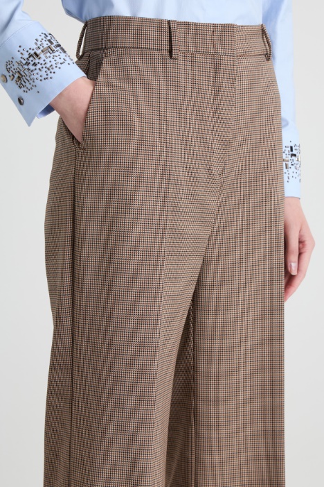 Pantalones de lana con estampado de pata de gallo